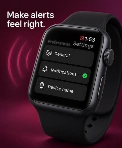 Sevloom preferences displayed on Apple Watch